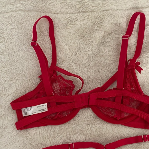 Red Lace Bra and Panty Set - Picture 6 of 9